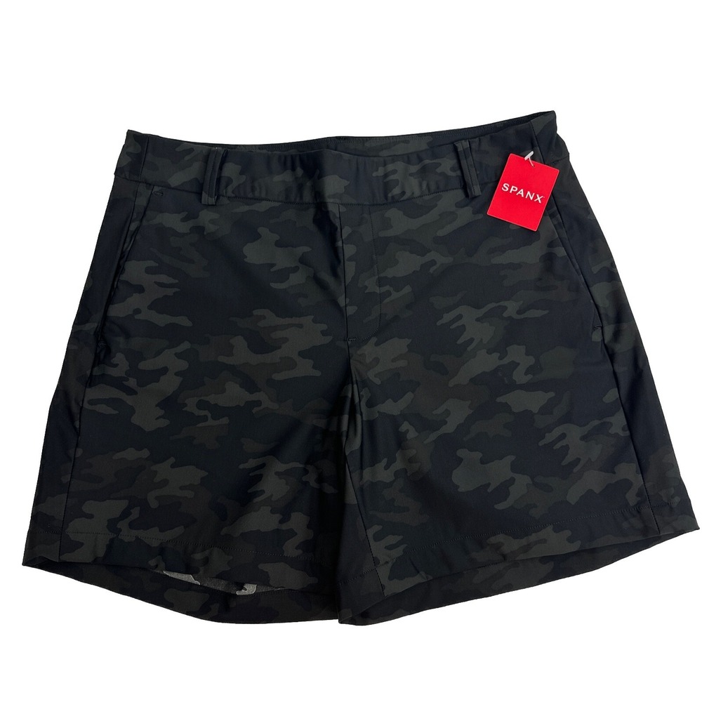 Women's Spanx Sunshine 6" Black Camo UPF 50+ Stretch Golf Shorts Size‎ M New